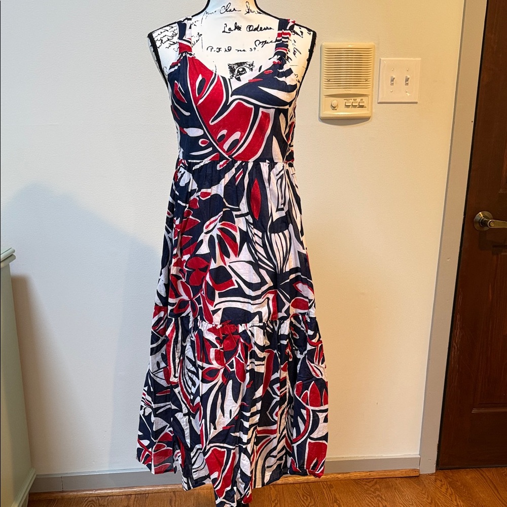 Talbots Red and Blue Midi Dress